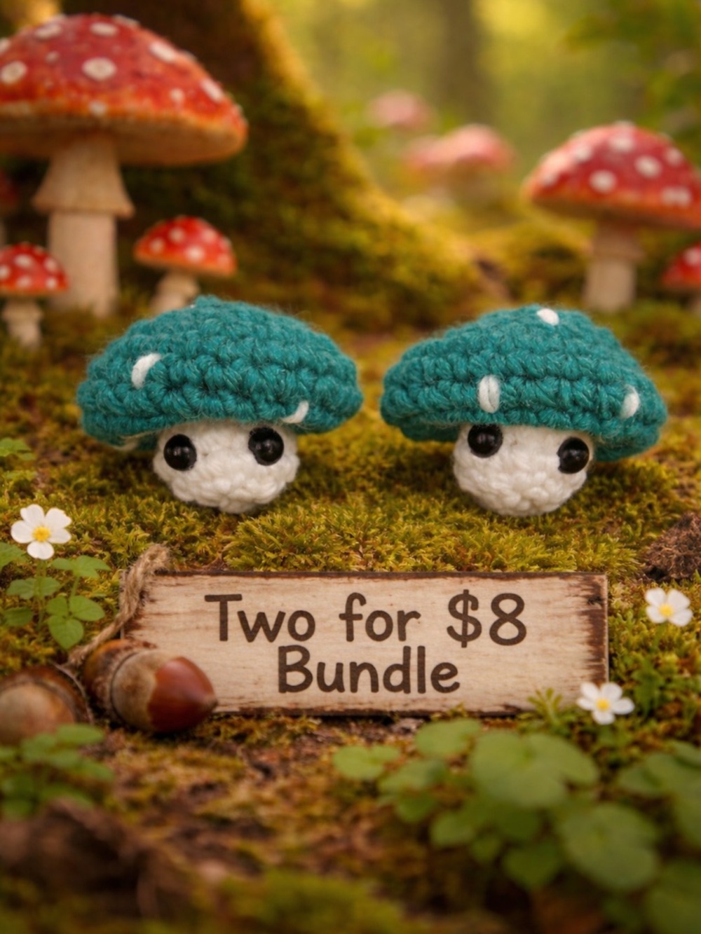 Aquamarine Crochet Popping Mushroom Bundle